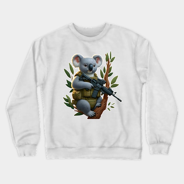 Tactical Koala Crewneck Sweatshirt by Rawlifegraphic